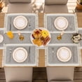 thumbnail image 3 of MeyJey Table Runner and Placemats Set of 4, Washable Fabric Rectangle Dining Table Mats with Tassels for Dining Tables, Kitchen, Gray, 3 of 10