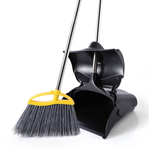 Eyliden Heavy-Duty Broom and Dustpan Set, Outdoor Commercial, 59.8in, Black
