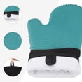 thumbnail image 6 of Unique Bargains Cotton Oven Mitts Heat-Resistant Cooking Gloves Cyan 13.4x7.1inch, 6 of 7