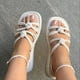 thumbnail image 4 of Amzcrzy Zapatos de mujer,Zapatos de mujer,Zapatillas de mujer, Sandalias de playa con botones y punta redonda para mujer, cómodas, de color liso Sandalias Mujer Zapatillas De Casa, 4 of 4