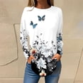 thumbnail image 2 of ZHENHONG Graphic Tees for Women, Women's 2025 Popular Printed Casual Loose Daily Round Neck Long Sleeved T Shirt Going Out Tops, 2 of 5
