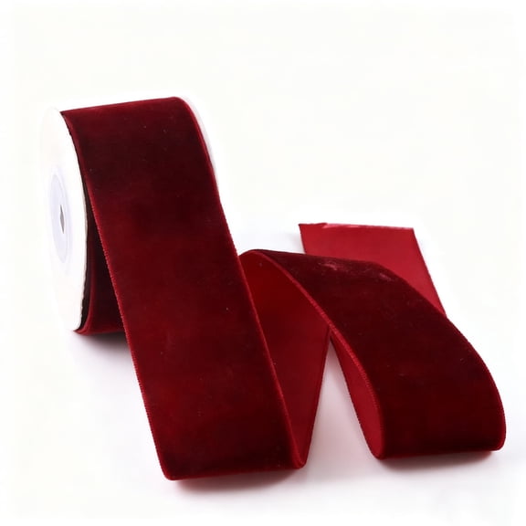 Burgundy Velvet Ribbon 1 Inch for Christmas Tree,Dark Red Velvet Christmas Ribbon for Gift Wrapping Crafts Bow Wreath Holiday Decorations (Burgundy)
