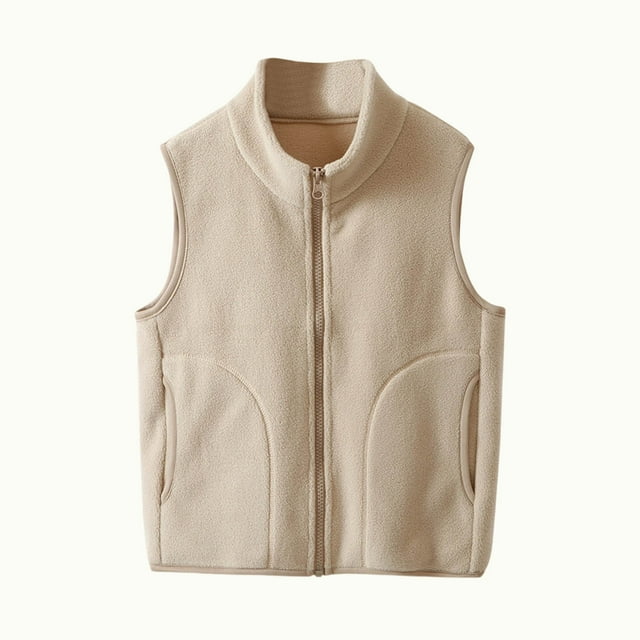 aidice Winter Baby Boy Girl Clothes Vests Zipper Fleece Comfy Warm Sleeveless High Neck Solid Color Jackets
