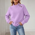 thumbnail image 4 of ClodeEU Women's Crew Neck Waffle Knit Drop Shoulder Long Sleeve Pullover,Casual Loose Basic Sweatshirt Top Purple,Women's Plus M, 4 of 9