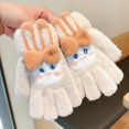 thumbnail image 1 of Guantes de punto cálidos con forro polar grueso y dibujos animados para niños, guantes de conejo con flores de dibujos animados, 1 of 6