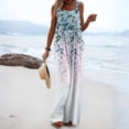 thumbnail image 2 of JULMCOMO Jumpsuits for Women Floral Print Wide Leg Casual Bib Overalls Square Neck Loose Fit Beach Summer Jumpsuits with Pockets Light Blue XL, 2 of 5