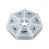 COM1950s Weekly Pill Organizer, Travel Pill Planner, Portable Box, Color Transparent Storage Box, 7-Day Round Box Case Storage Dispenser Organizer,Medicine Pill Organizer