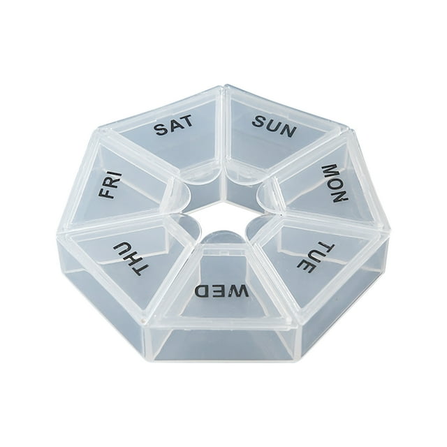Dvkptbk Boîte Portable pour Guichet Automatique, Boîte de Rangement Transparente Colorée, Boîte de Rangement de 7 Jours, Distributeur/organisateur/support de Rangement pour Boîtier Rond de 7 Jours, Organisation et Rangement en Liquidation