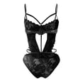 thumbnail image 4 of Clearance Sale 2025 Intimates Women Clearance Lace Up Teddy Underwear Bodysuit Floral Embroidered Mesh Sheer Cut Out, 4 of 4
