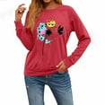 thumbnail image 4 of Womens Lightweight Sweatshirts Crewneck Pullover Tops Loose Casual Graphic Dandelion Printed Long Sleeve Fall Shirt (S, Red 01), 4 of 5