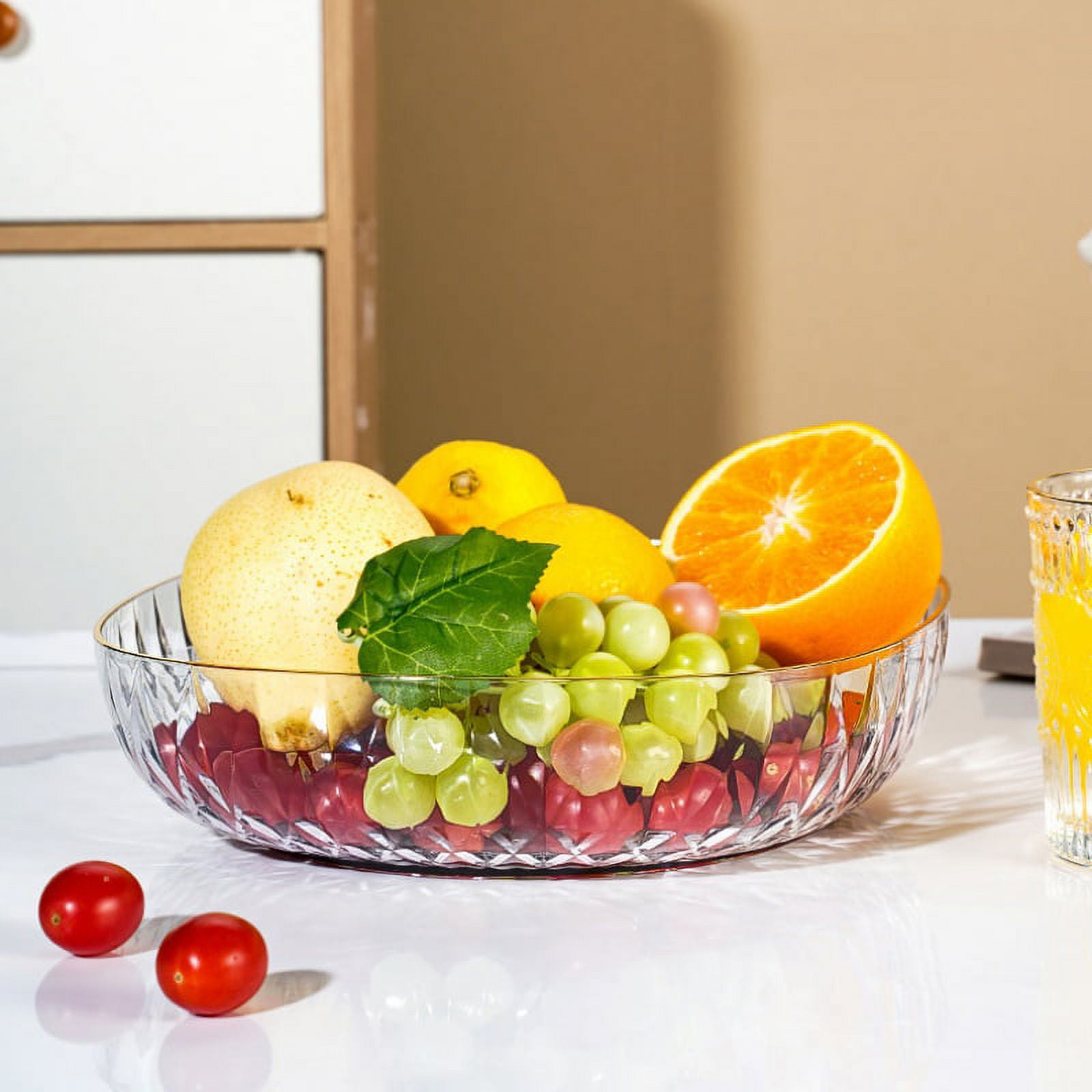 Large Glass Salad Bowl for Dessert, Fruit, Punch Dish