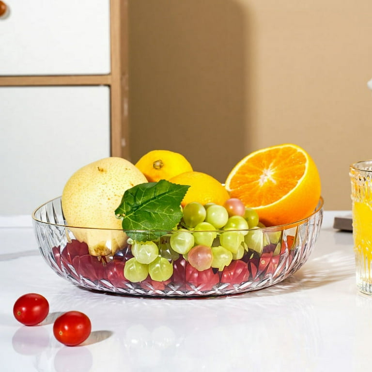 Crystal Plastic Fruit Bowl Crystal Clear Salad Bowl Round Serving Bowl  Candy Bowls Dish Dessert Bowl Fruit Plate for Home Party Tableware Black 