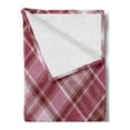 thumbnail image 2 of Checkered Soft Flannel Fleece Throw Blanket, Diagonal Checkered Pattern with Strips and Rhombus in Rose Tones, Cozy Plush for Indoor and Outdoor Use, 50" x 60", Dried Rose White, by Ambesonne, 2 of 5