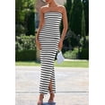 thumbnail image 3 of Vestido PRETTYGARDEN Maxi Strapless Ajustado de Canalé Negro y Blanco Talla L, 3 of 8