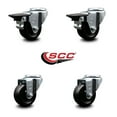 thumbnail image 2 of 3 Inch Hard Rubber Wheel Swivel Bolt Hole Caster Set with 2 Posi Lock Brakes SCC, 2 of 2