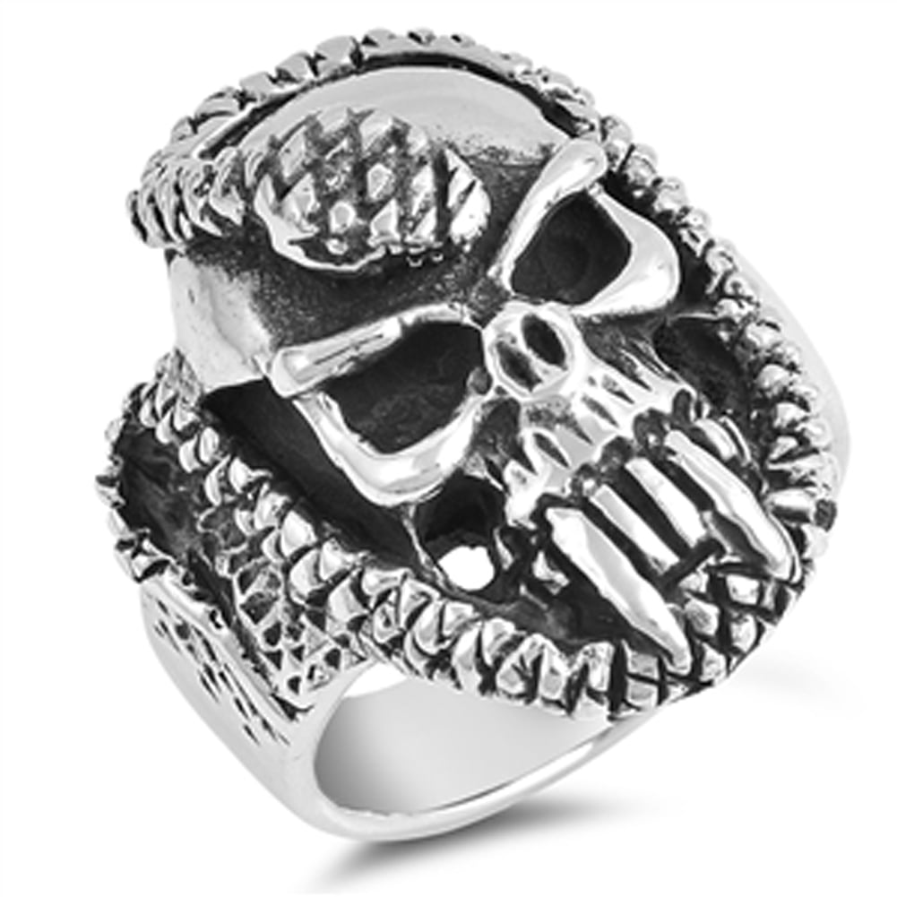 Stainless Steel Men's Multi-Skull Eternity Wedding Band Ring Size 9-14 