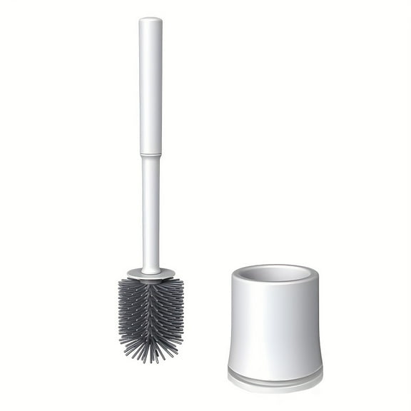 Toilet Bowl Brush and Holder,Compact Toilet Cleaner Brush Set for Bathroom Deep Cleaning,Silicone Bristles Toilet Scrubber,Floor Standing