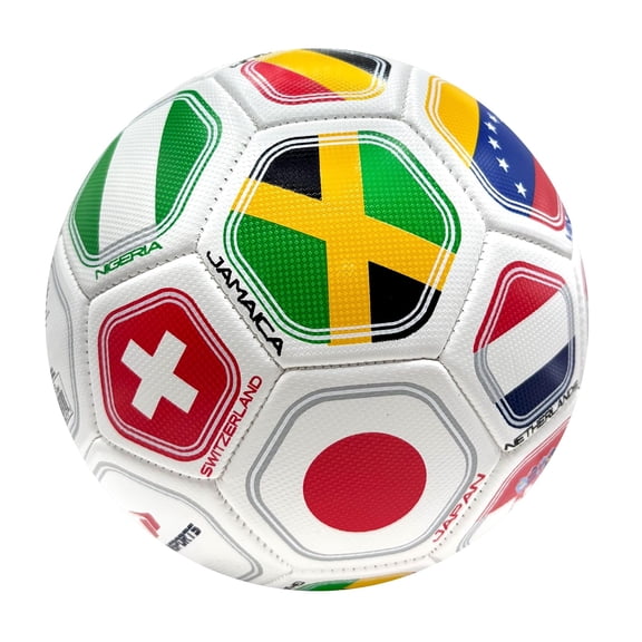 National Teams Flags, Country Flags Soccer Ball Size 5 Soccer Ball - White Textured (Thicker Layers)
