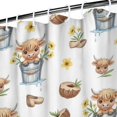 thumbnail image 3 of White Highland Cow Bucket Flower Pattern Shower Curtain 72"x72" ,Bathroom Decorative Shower Curtains Set with 12 Hooks,Modern Waterproof Washable Shower Curtain, 3 of 6