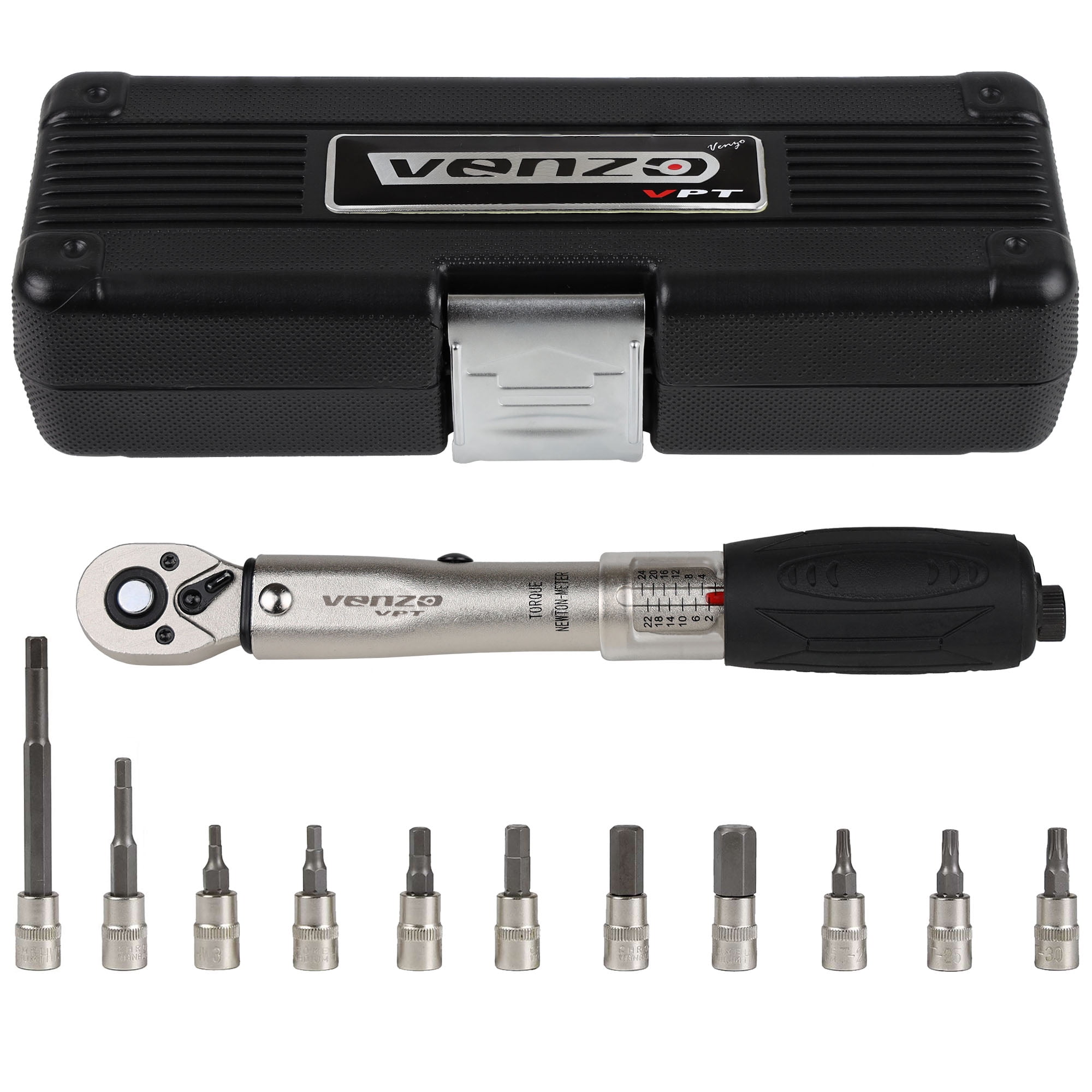 Small Adjustable Torque Wrench Allen Key Tools Socket Set Kit 2-24Nm 