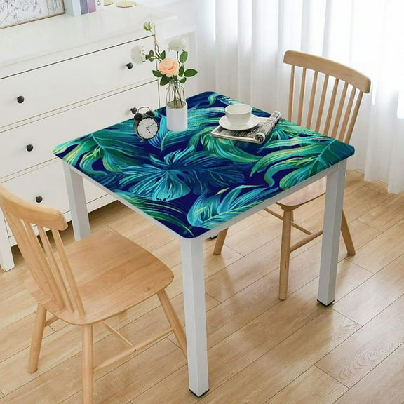 BANET Square Tablecloth Fitted Elastic Tablecloths Indoor Outdoor Washable Reusable Square Table Cover for Kitchen Picnic Party white