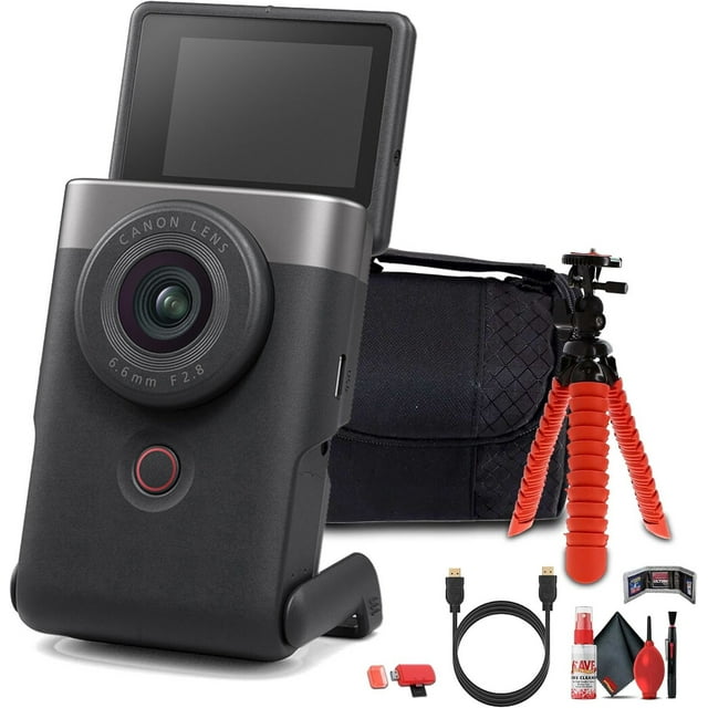Canon PowerShot V10 Appareil Photo Compact pour Vlogue (Argent) + Plus (Modèle International)