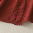 thumbnail image 6 of Ashirexll Womens Casual Tops, Summer Shirts for Women, Solid Color Imitation Linen Embroidered Button Short Sleeve Round Neck Top, 6 of 7