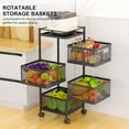 Rotating Kitchen Storage Rack, 4Layer Metal Storage Rack, Wheeled Cart
