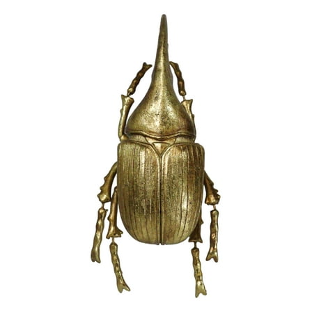 Medium Gold Resin Hercules Rhinoceros Beetle Wall Decor Or Tabletop Figurine