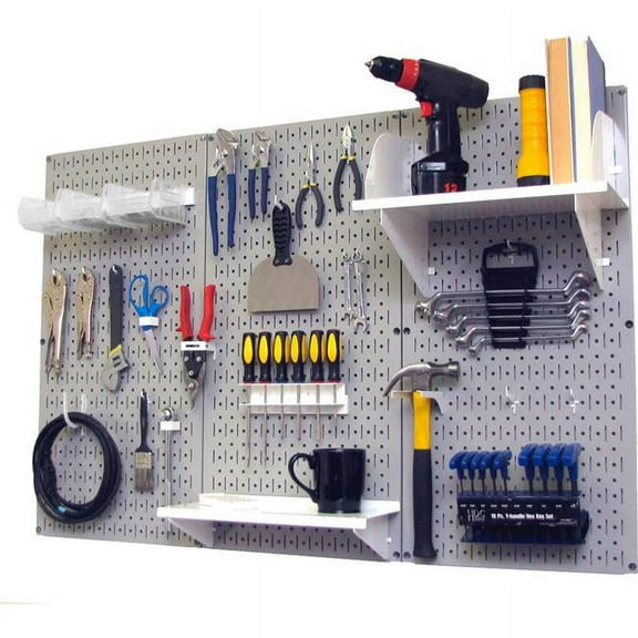 Pegboard Standard Tool Storage Kit, Gray & White - 48 x 32 x 9 in.