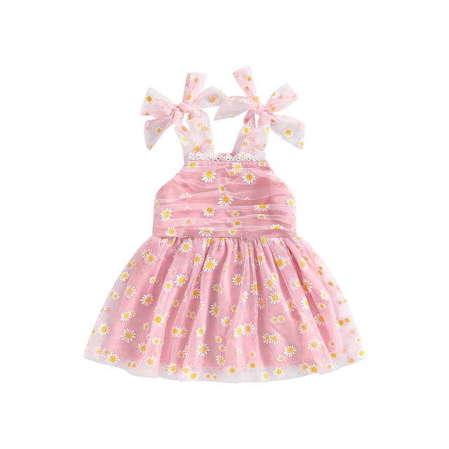 xiaxaixu Robes à Bretelles pour Filles, Sans Manches Épaules Dénudées Tulle Floral Décontracté Fête Rue Robe Princesse