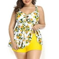 thumbnail image 5 of WREESH Womens Two Piece Swimsuit Tankini Plus Size Swimsuit High Waist Solid Conservative Split Swimwear Beach Bathing Suit Yellow, 5 of 6