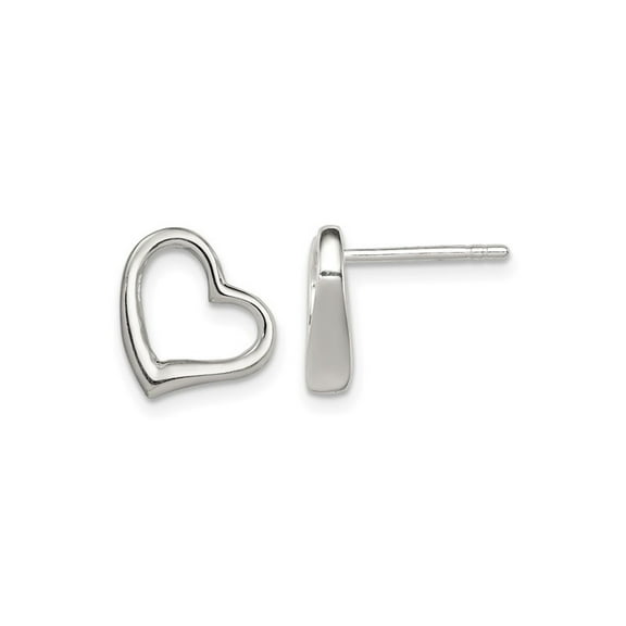 Gem & Harmony Sterling Silver Polished Open Heart Post Earrings for Women