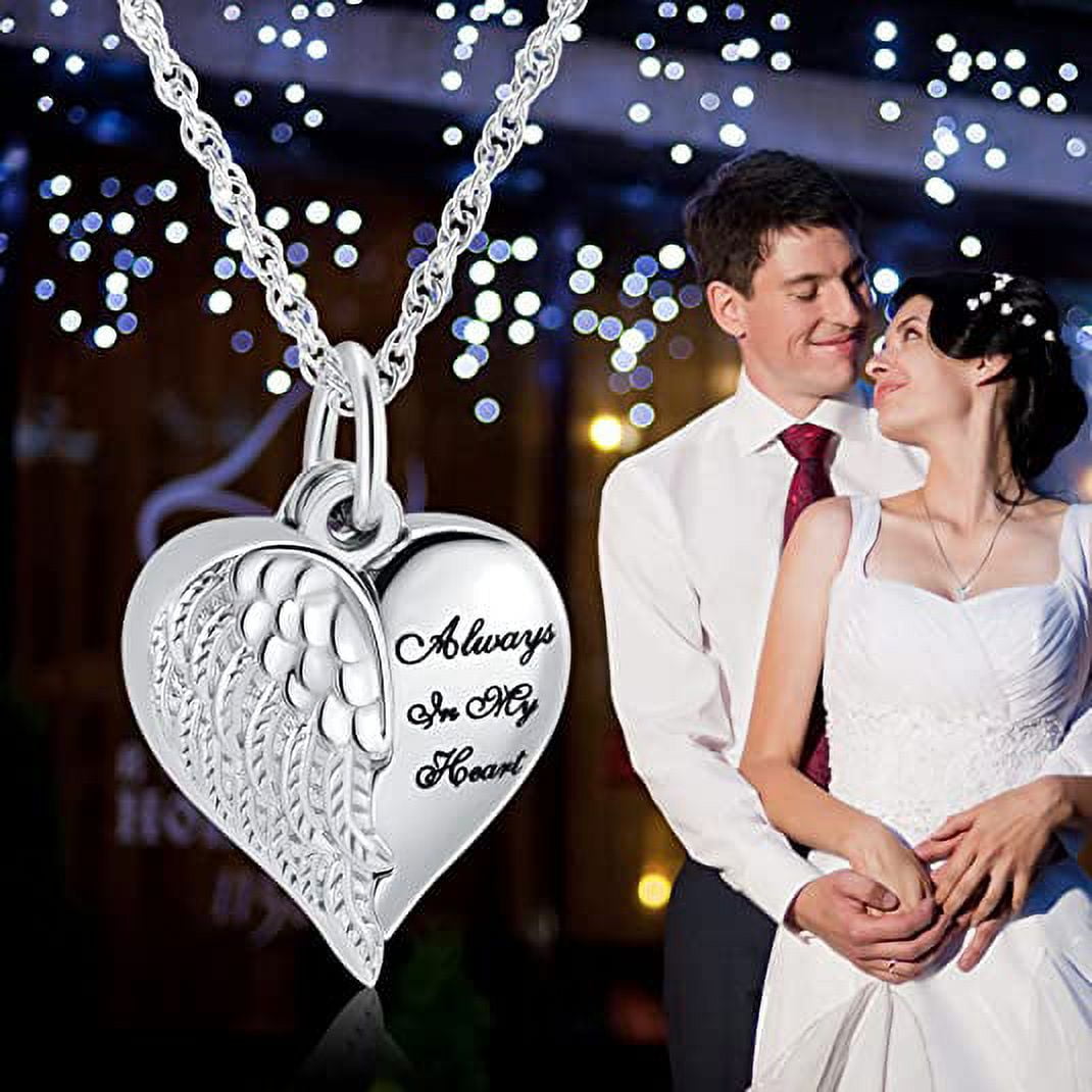 Personalized Angel Wing Heart Cremation Urn Necklace — Kirijewels.com