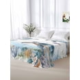 thumbnail image 5 of Sea Turtle Coastal Full Size Flat Sheet, Wrinkleproof & Fadeproof Cooling Flat Bed Sheet Only, Summer Beach Coral Ocean Blue Nautical Breathable Soft Bedding Top Sheets 81 x 96 Inches, 5 of 8