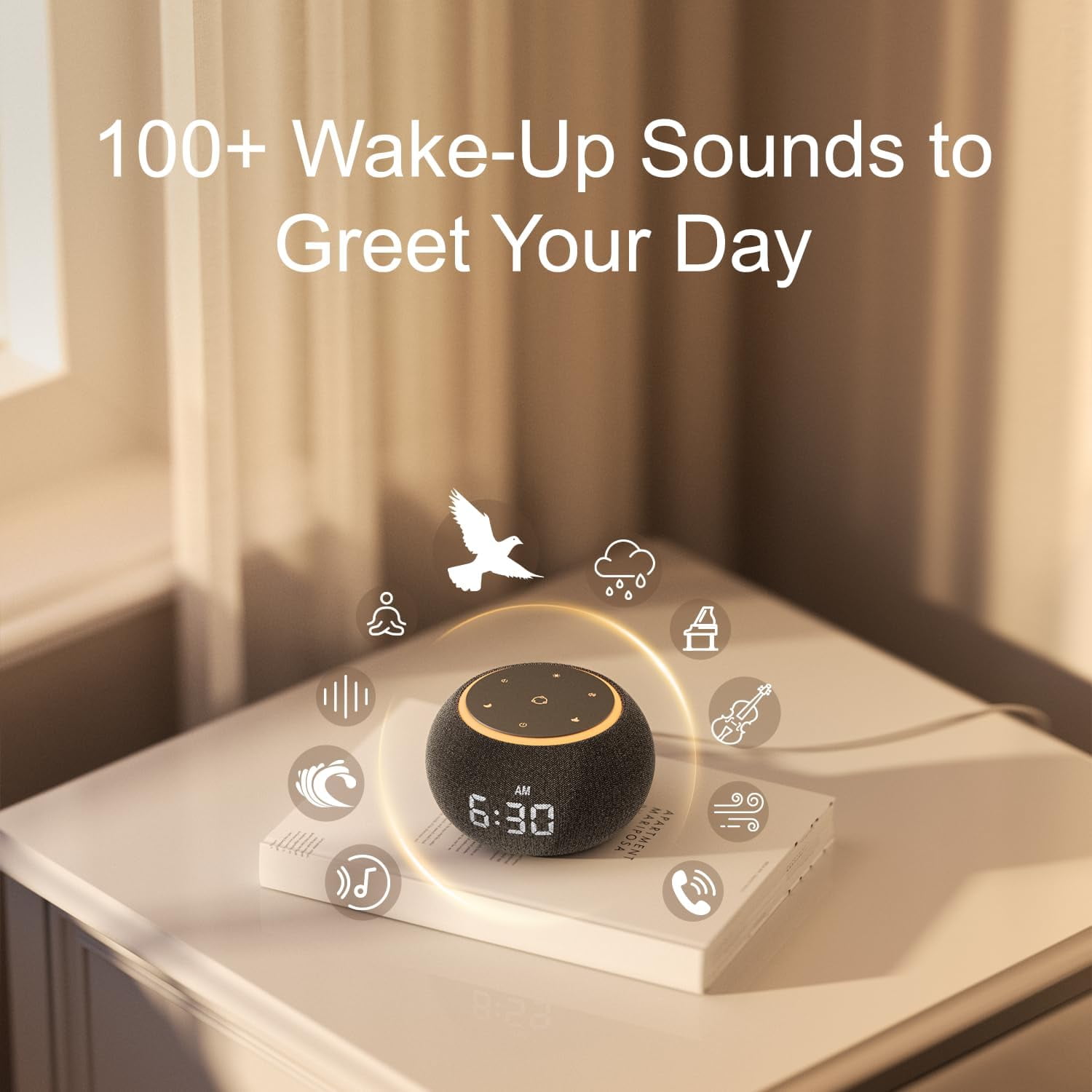 Hotmoon Luna Pro Smart White Noise Sound Machine, Alarm Clock for Bedroom, APP Control, Custom Button, Sleep Trainer, Routine Builder, 507 Soothing Sounds, Adult Mindfulness Meditation