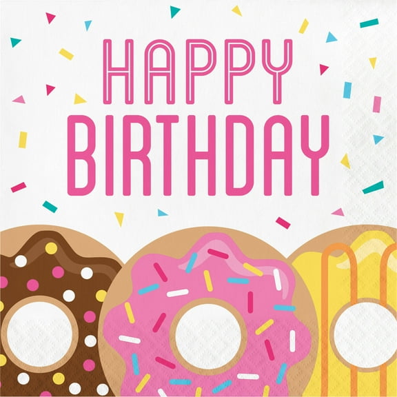 Donut Time Birthday Paper Lunch Napkins 16 Count for 8 Guests