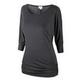 thumbnail image 1 of Matchstick Women's 3/4 Sleeve Basic Drape Top with Side Shirring, 1 of 4