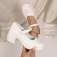 thumbnail image 5 of Miluxas Women’s Strap Platform Mary Jane Shoes, Leather Round Toe Chunky Block Heel Pumps, Vintage Dress Shoes Beige 7.5(40), 5 of 9