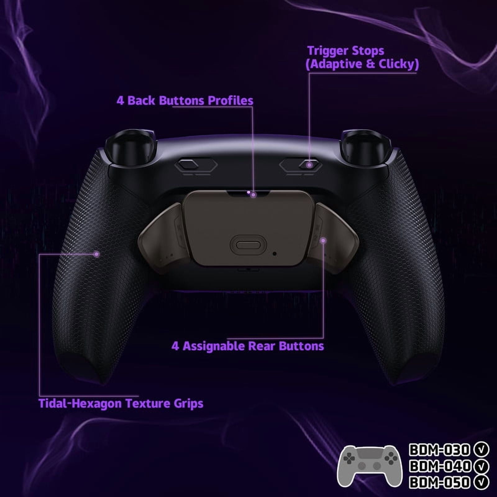 eXtremeRate RISE Plus MAX RMB Back Paddles Kit with Clicky Trigger Stops & Rubberized Grip for PS5 Controller BDM-030 040 050, Remappable Real Metal Back Buttons Kit for PS5 Controller – Black