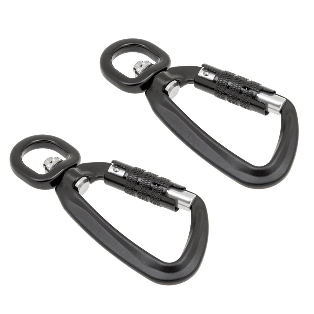 2Pcs Outdoor Self Lock Carabiner Swivel Hook Outdoor Hiking Keychain Buckle 