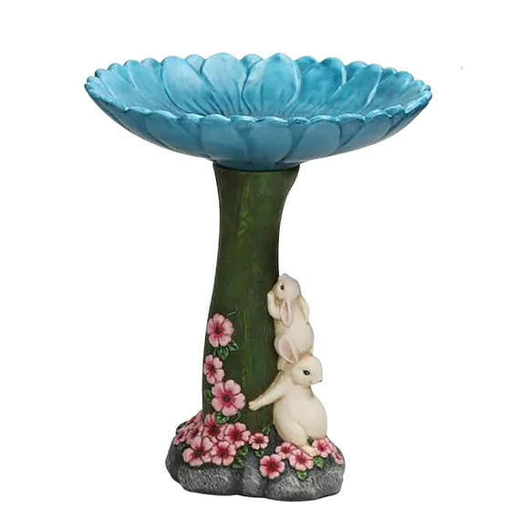 Estatua de baño de pájaro para jardín al aire libre, comedero para pájaros, Conejo Sunnimix estatua de baño de pájaro