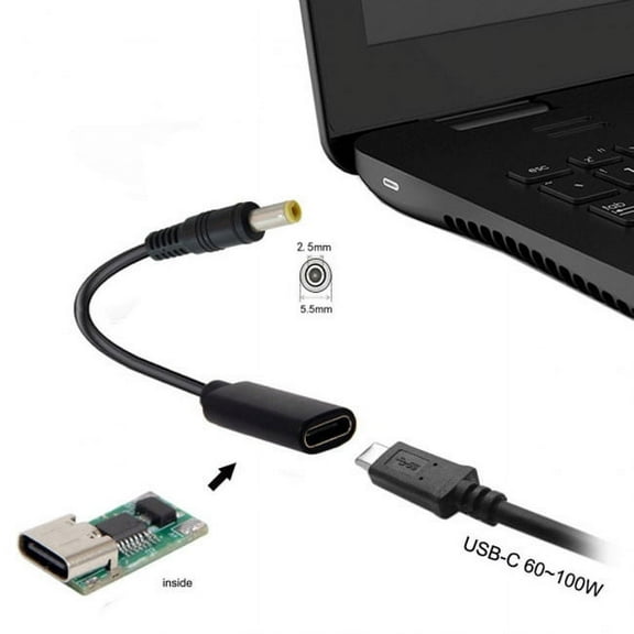 JSER Type C USB-C Female Input to DC 5.5*2.5mm Power PD Charge Cable fit for Laptop 18-20V