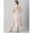 thumbnail image 2 of Moomaya Womens Printed Front Slit Dress, Puffed Sleeves, Styles Back Ties Midi Dress, 2 of 8