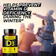 Vitamin D3 1000iu Softgels Supplement - PhiNaturals - Olive Oil Base 365 Gel Caps One Year Supply of Vit D, Vitamina D 3 1000 iu