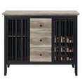 thumbnail image 2 of Benjara Nori 47" Sideboard Buffet- 3 Drawers- Antique Oak Brown and Black, 2 of 7