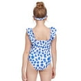 thumbnail image 5 of Hienoo Girls Floral Bow Ruffle One-Piece Swimsuit Cute Swimwear Bathing Suit, Sizes 2-12, 5 of 8