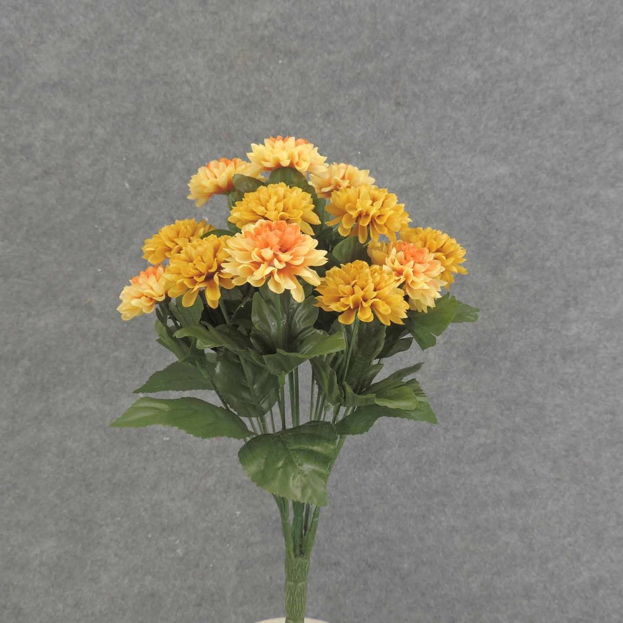 1 Pc, 14 Inch Artificial Pom Pom Mum Bush w/18 Stems Of Blooms For Fall