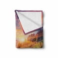 thumbnail image 2 of Nature Soft Flannel Fleece Throw Blanket, Pastoral Autumn Morning in Mountain Village Fall Tree Surreal Rural Print, Cozy Plush for Indoor and Outdoor Use, 60" x 80", Red Purple Green, by Ambesonne, 2 of 6