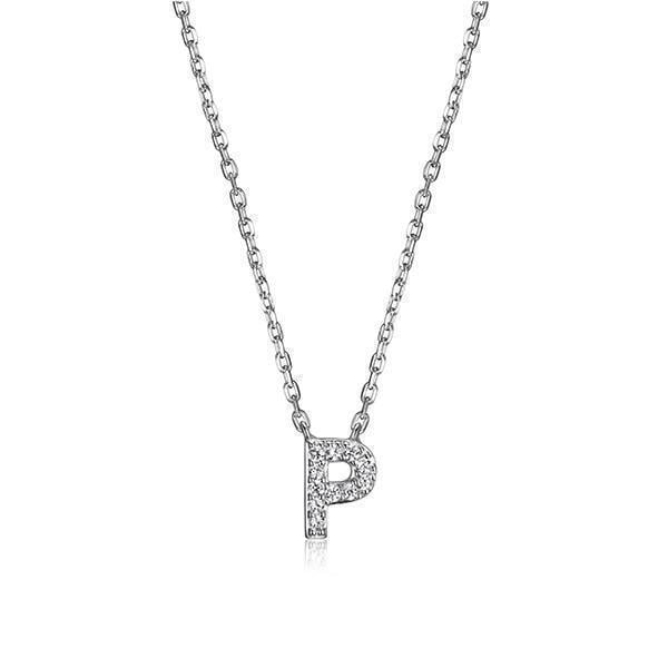 Diamondlite Cubic Zirconia Mini Initial P Necklace - Silver